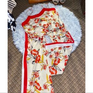 Be You Tiful Pants & Jumpsuits - CCO$!!! Red & Floral Side Striped Jumper Be You Tiful Pants & Jumpsuits - CCO$!!! Red & Floral Side Striped Jumper
